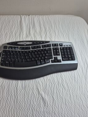 Microsoft Silver and Black Ergonomic Sculpted Keyboard with Palm Rest